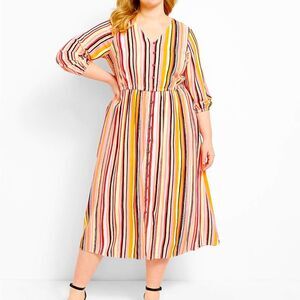 NWT Lane Bryant Button-Front Detail Shirt Dress w/ Elastic Waist Women’s Size 22